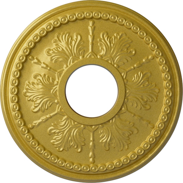 Ekena Millwork Tirana Ceiling Medallion (Fits Canopies up to 4 3/4"), 13 7/8"OD x 3 3/4"ID x 1 1/4"P, Rich Gold CM13TIRGS - main